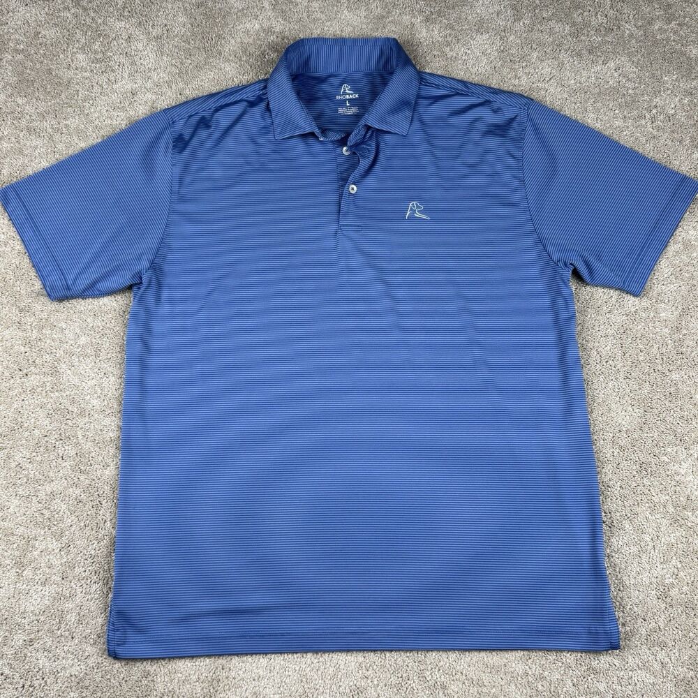 Rhoback Polo Shirt LOT OF 2 Men's Large Performance Bundle Striped Stretch Golf - Picture 4 of 15